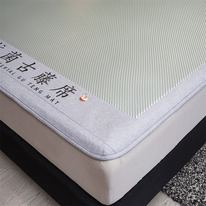 91家纺网 家纺一手货源 找家纺 鑫姿席业 2025新款抗菌古藤席床笠款系列 杏仁绿(床笠款）