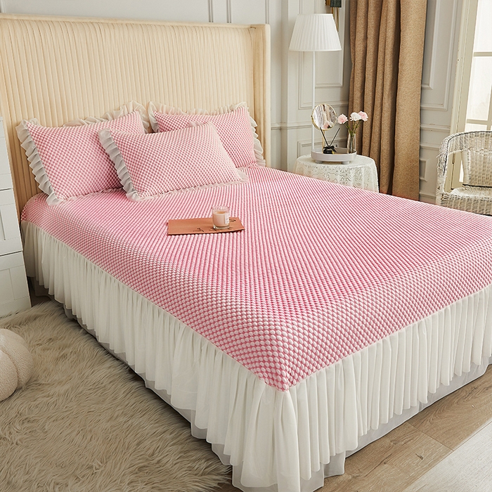 91家纺网 家纺一手货源 找家纺 鑫姿席业 2025新款抗菌3D豆豆凉感凉席经典款 粉色