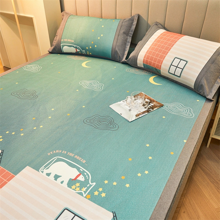 91家纺网 家纺一手货源 找家纺 鑫姿席业 2025新款A类抗菌冰藤席 乖乖熊