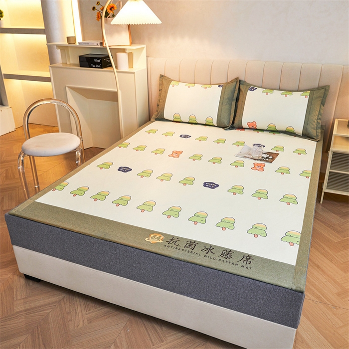 91家纺网 家纺一手货源 找家纺 鑫姿席业 2025新款A类抗菌冰藤席 小树乐园-1