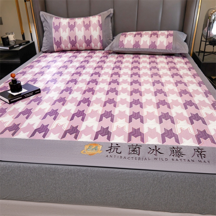 91家纺网 家纺一手货源 找家纺 鑫姿席业 2025新款A类抗菌冰藤席 歌本哈根-紫