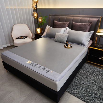 91家纺网 家纺一手货源 找家纺 鑫姿席业 2025新款抗菌古藤席床笠款系列 大象灰(床笠款）