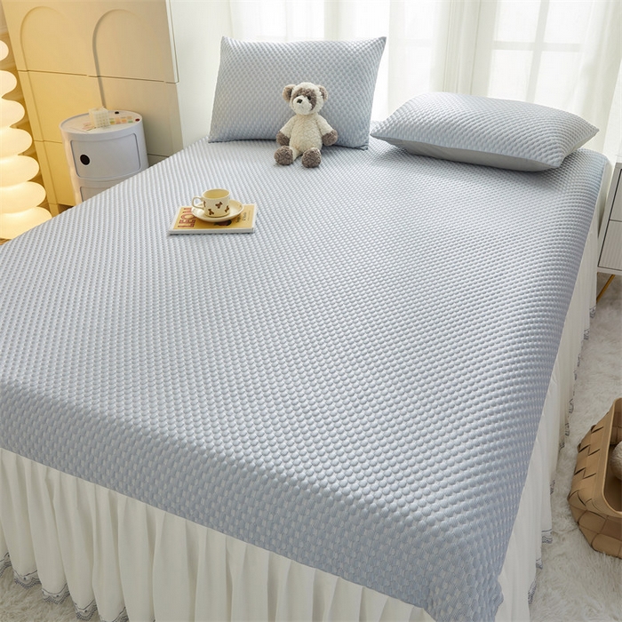 91家纺网 家纺一手货源 找家纺 鑫姿席业 2025新款A类抗菌冰豆豆凉席跑量款 天蓝 跑量款