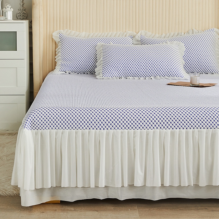 91家纺网 家纺一手货源 找家纺 鑫姿席业 2025新款抗菌3D豆豆凉感凉席经典款 海蓝色