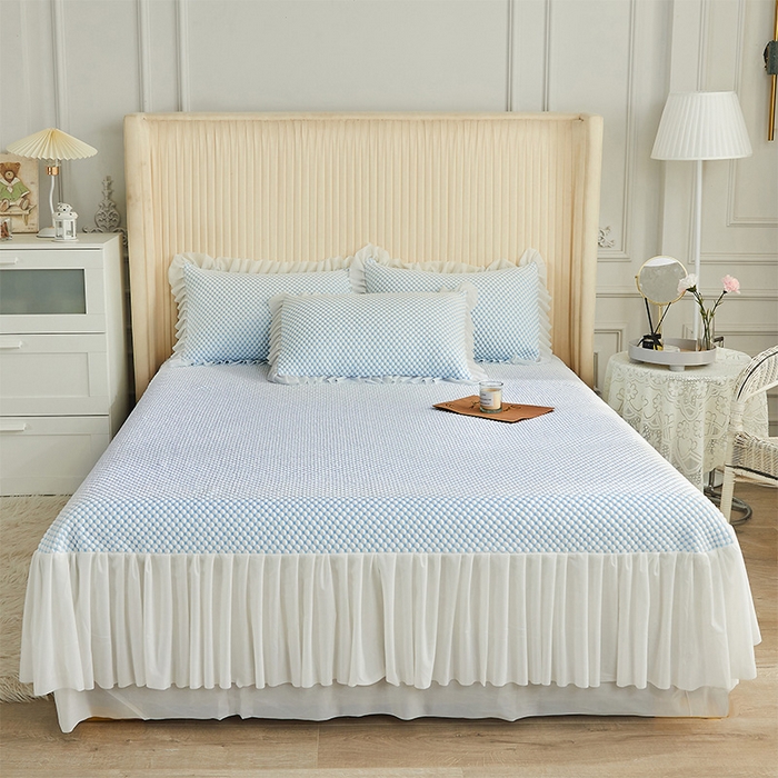 91家纺网 家纺一手货源 找家纺 鑫姿席业 2025新款抗菌3D豆豆凉感凉席经典款 天蓝色