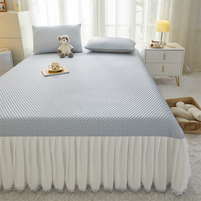 91家纺网 家纺一手货源 找家纺 鑫姿席业 2025新款A类抗菌冰豆豆凉席跑量款 天蓝 跑量款