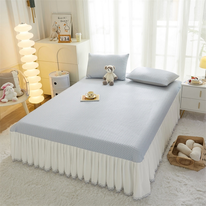 91家纺网 家纺一手货源 找家纺 鑫姿席业 2025新款A类抗菌冰豆豆凉席跑量款 天蓝 跑量款