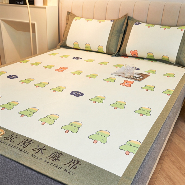 91家纺网 家纺一手货源 找家纺 鑫姿席业 2025新款A类抗菌冰藤席 小树乐园-1