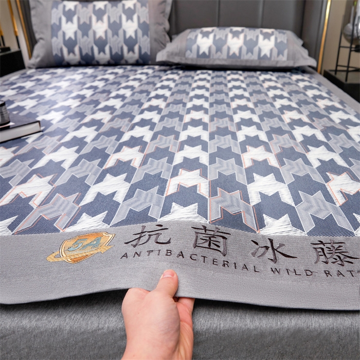 91家纺网 家纺一手货源 找家纺 鑫姿席业 2025新款A类抗菌冰藤席 歌本哈根-蓝