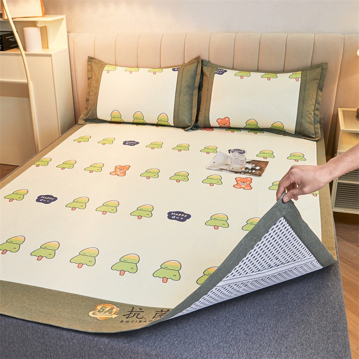 91家纺网 家纺一手货源 找家纺 鑫姿席业 2025新款A类抗菌冰藤席 小树乐园-1