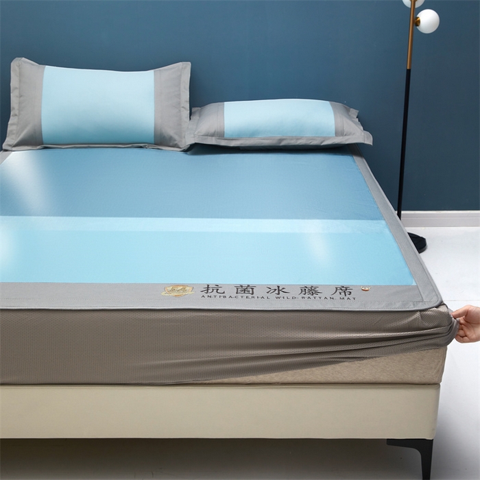 91家纺网 家纺一手货源 找家纺 （总）鑫姿席业 2025新款5A抗菌冰藤席（渐变）床笠款系列