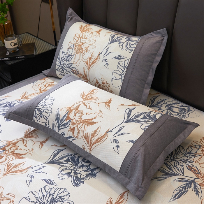 91家纺网 家纺一手货源 找家纺 鑫姿席业 2025新款A类抗菌冰藤席 水墨花