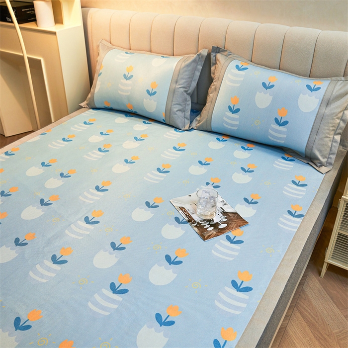 91家纺网 家纺一手货源 找家纺 鑫姿席业 2025新款A类抗菌冰藤席 花丛集