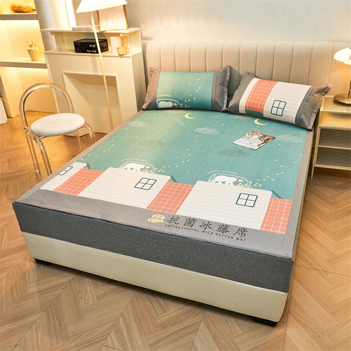 91家纺网 家纺一手货源 找家纺 鑫姿席业 2025新款A类抗菌冰藤席 乖乖熊