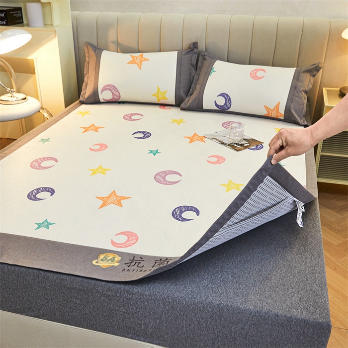 91家纺网 家纺一手货源 找家纺 鑫姿席业 2025新款A类抗菌冰藤席 星星的眼睛-1