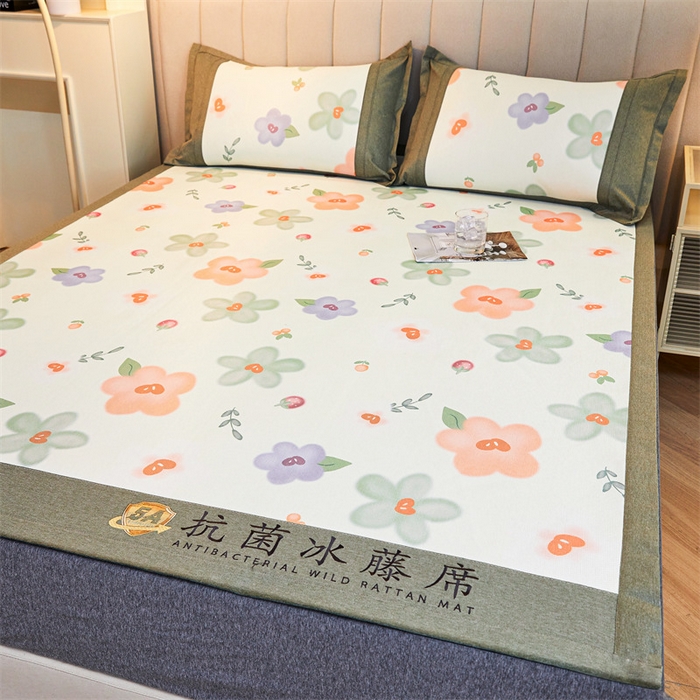 91家纺网 家纺一手货源 找家纺 鑫姿席业 2025新款A类抗菌冰藤席 花季-1