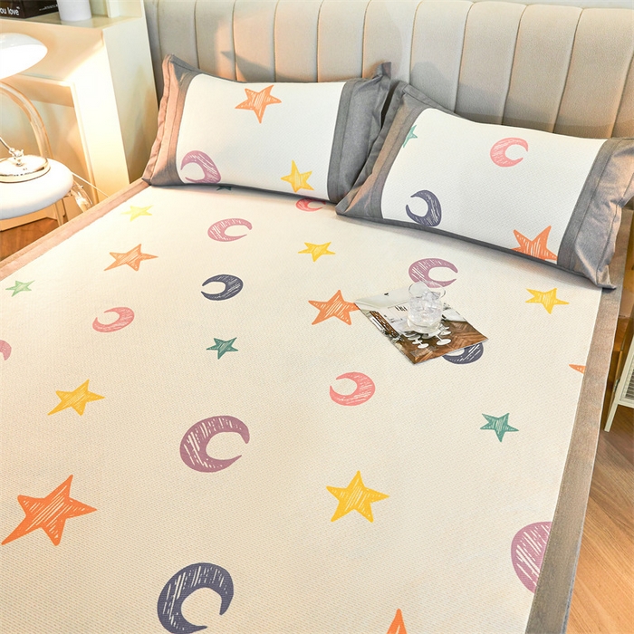 91家纺网 家纺一手货源 找家纺 鑫姿席业 2025新款A类抗菌冰藤席 星星的眼睛-1