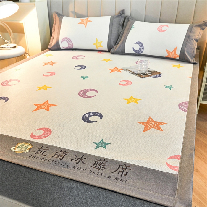 91家纺网 家纺一手货源 找家纺 鑫姿席业 2025新款A类抗菌冰藤席 星星的眼睛-1