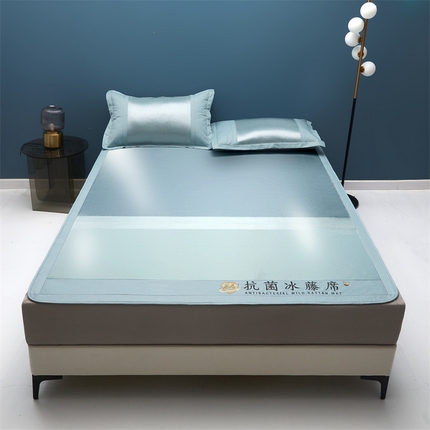 鑫姿席业 2025新款5A抗菌冰藤席（渐变）床笠款系列 倾城蓝