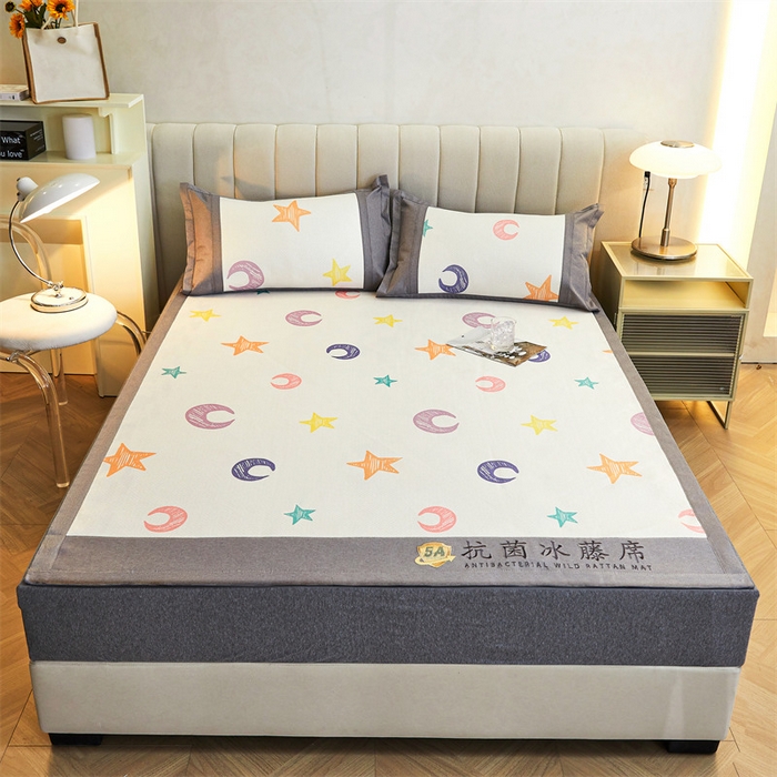 91家纺网 家纺一手货源 找家纺 鑫姿席业 2025新款A类抗菌冰藤席 星星的眼睛-1