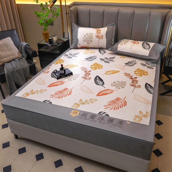 91家纺网 家纺一手货源 找家纺 鑫姿席业 2025新款A类抗菌冰藤席 叶夜语