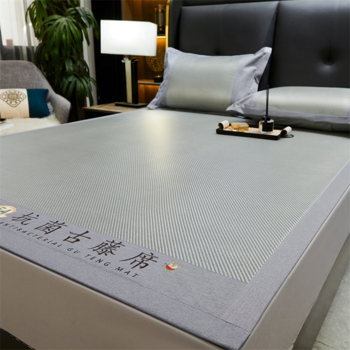 91家纺网 家纺一手货源 找家纺 鑫姿席业 2025新款抗菌古藤席床单款系列 杏仁绿