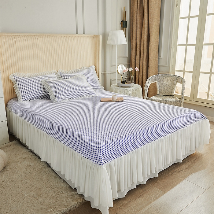 91家纺网 家纺一手货源 找家纺 鑫姿席业 2025新款抗菌3D豆豆凉感凉席经典款 海蓝色