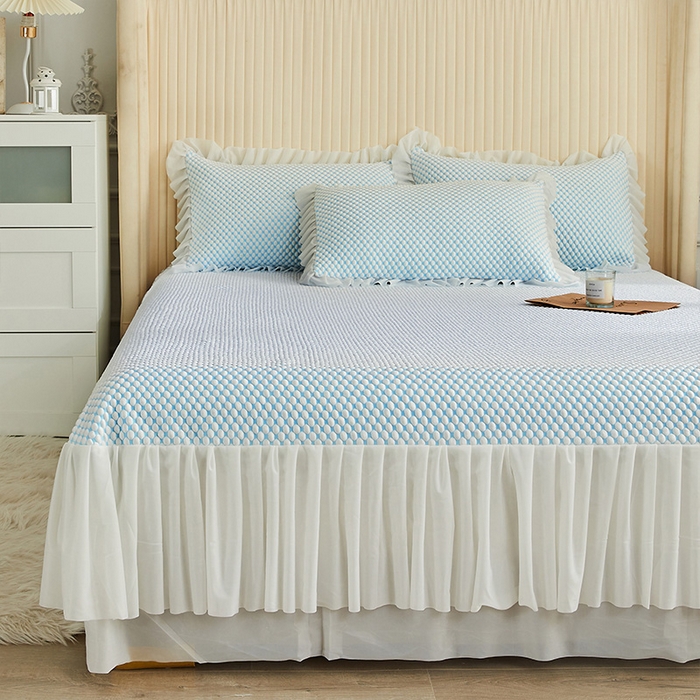 91家纺网 家纺一手货源 找家纺 鑫姿席业 2025新款抗菌3D豆豆凉感凉席经典款 天蓝色