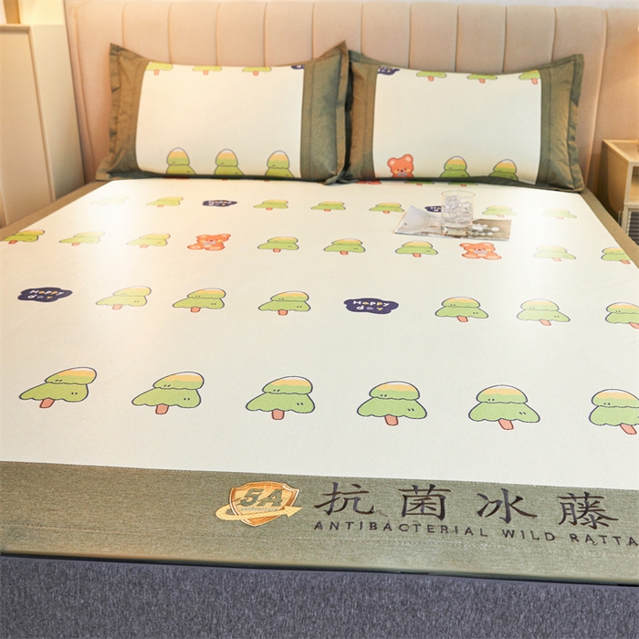 91家纺网 家纺一手货源 找家纺 鑫姿席业 2025新款A类抗菌冰藤席 小树乐园-1