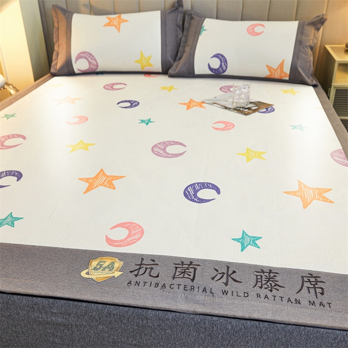 91家纺网 家纺一手货源 找家纺 鑫姿席业 2025新款A类抗菌冰藤席 星星的眼睛-1