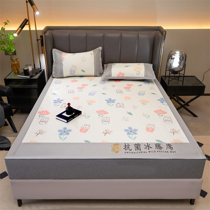 鑫姿席业 2025新款A类抗菌冰藤席 花园兔-1