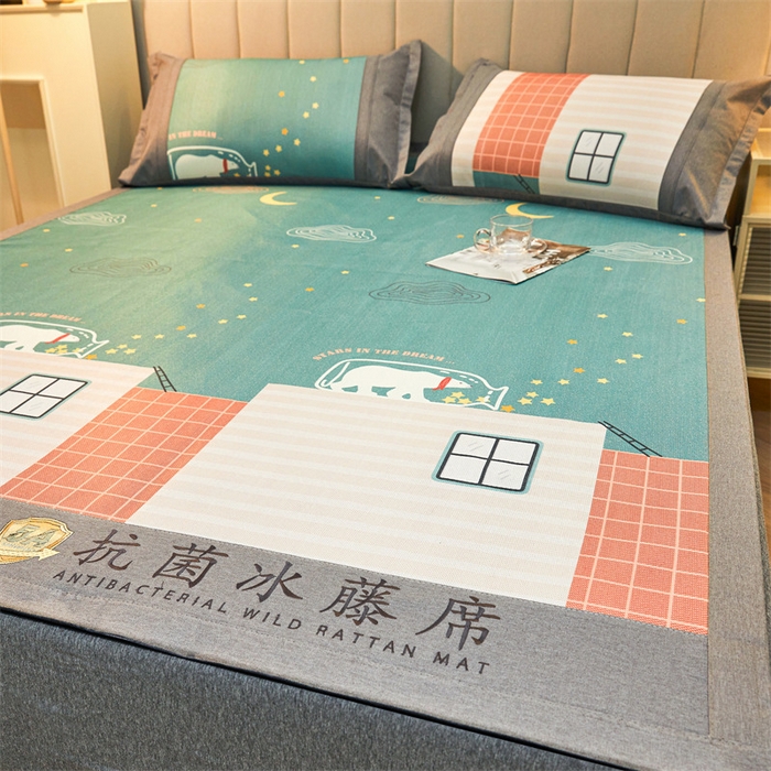 91家纺网 家纺一手货源 找家纺 鑫姿席业 2025新款A类抗菌冰藤席 乖乖熊