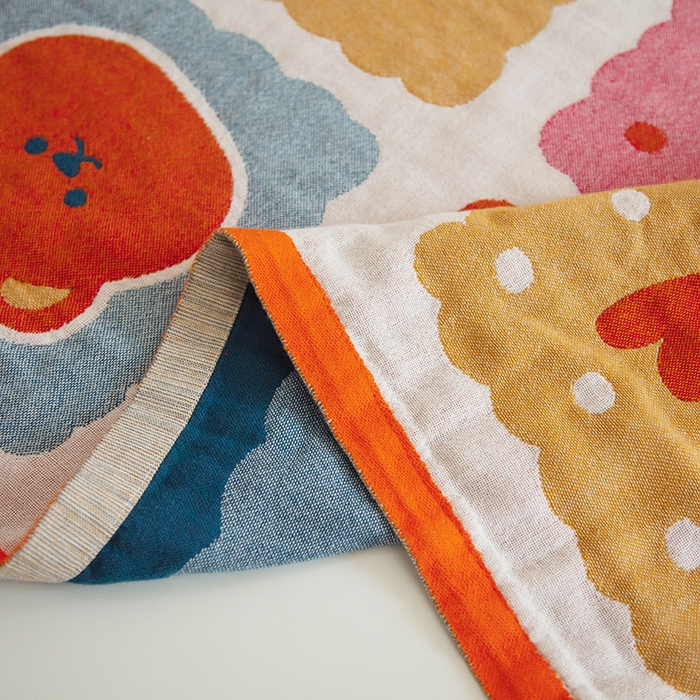 91家纺网 家纺一手货源 找家纺 雯雨家纺 2023新款全棉卡通系列纱布浴巾 饼干熊