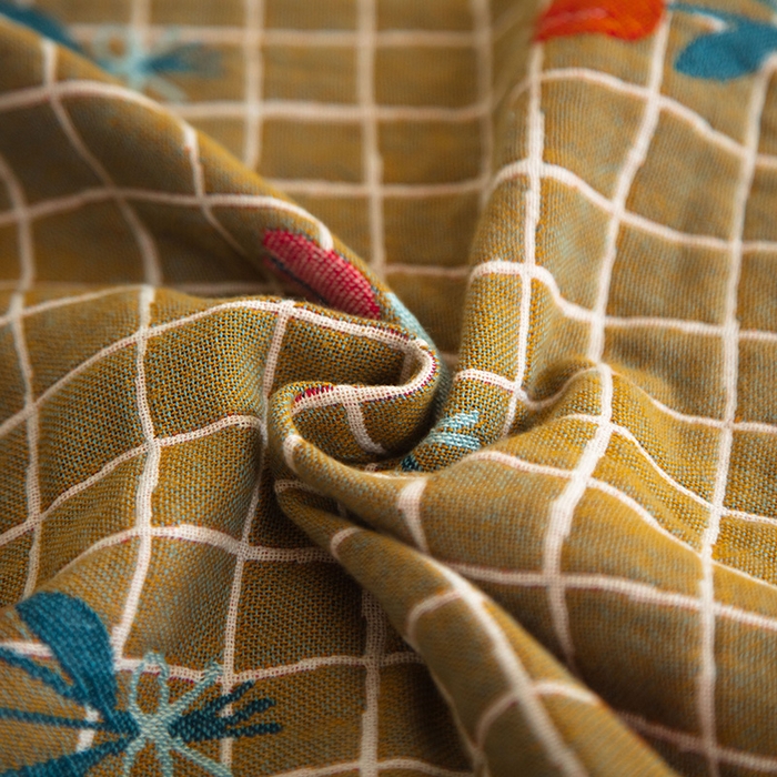 91家纺网 家纺一手货源 找家纺 雯雨家纺 2023新款全棉卡通系列纱布浴巾 碎花物语-黄