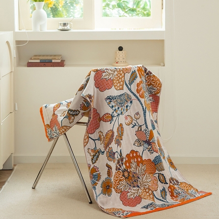 雯雨家纺 2023新款全棉卡通系列纱布浴巾 珠帘花