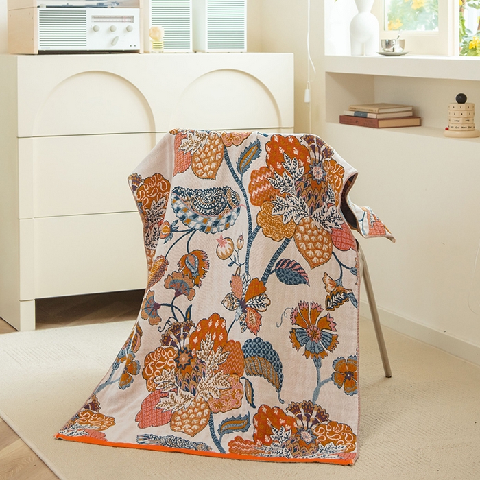 91家纺网 家纺一手货源 找家纺 雯雨家纺 2023新款全棉卡通系列纱布浴巾 珠帘花