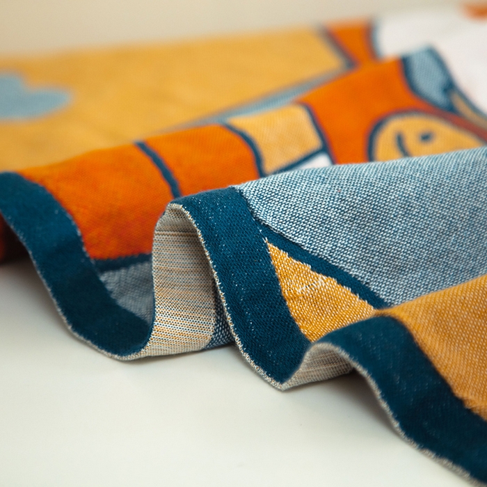 91家纺网 家纺一手货源 找家纺 雯雨家纺 2023新款全棉卡通系列纱布浴巾 面包超人-黄