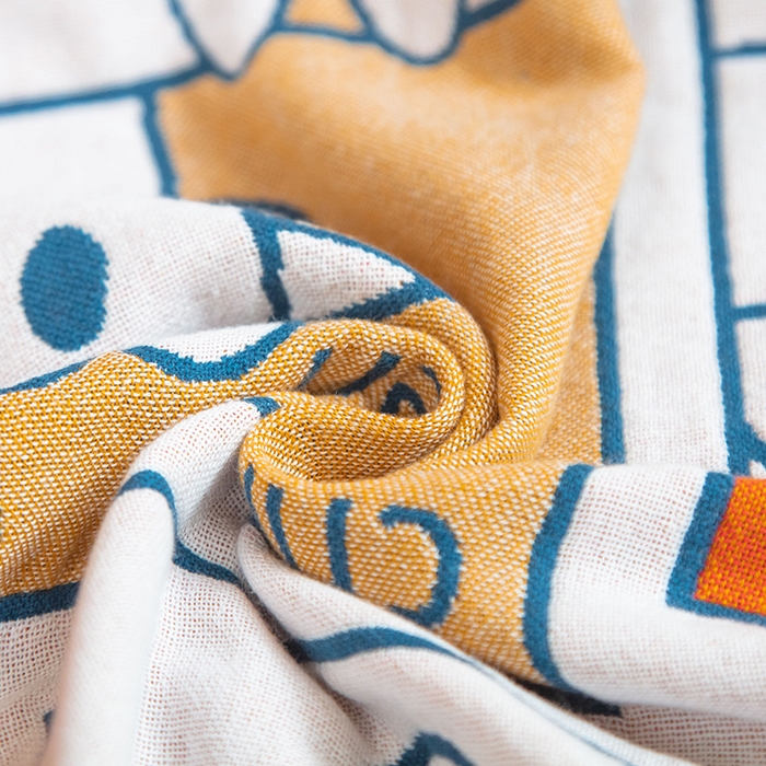 91家纺网 家纺一手货源 找家纺 雯雨家纺 2023新款全棉卡通系列纱布浴巾 动物园