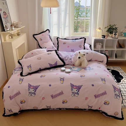 91家纺网 家纺一手货源 找家纺 （总）三朵家纺 2023新款全棉花边款三丽鸥系列四件套