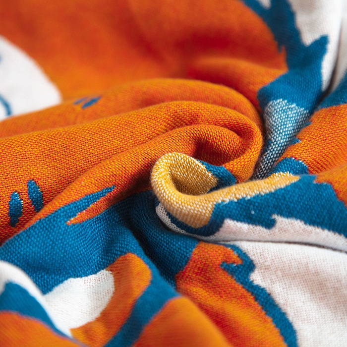 91家纺网 家纺一手货源 找家纺 雯雨家纺 2023新款全棉卡通系列纱布浴巾 星空兔-桔