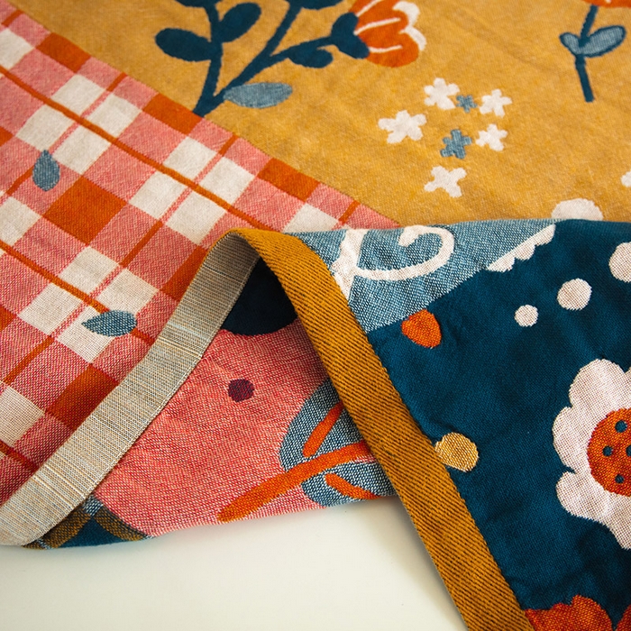 91家纺网 家纺一手货源 找家纺 雯雨家纺 2023新款全棉卡通系列纱布浴巾 田园清风