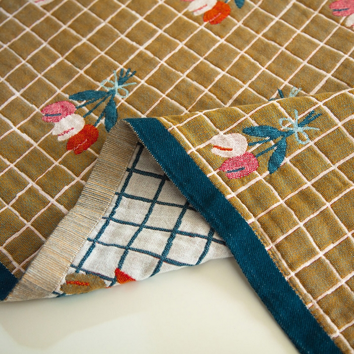 91家纺网 家纺一手货源 找家纺 雯雨家纺 2023新款全棉卡通系列纱布浴巾 碎花物语-黄