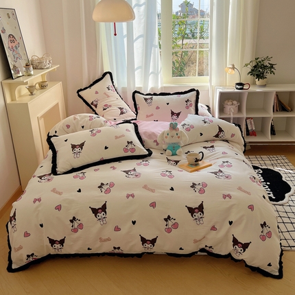 91家纺网 家纺一手货源 找家纺 （总）三朵家纺 2023新款全棉花边款三丽鸥系列四件套