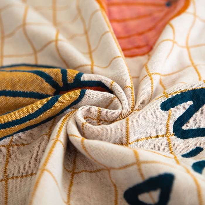 91家纺网 家纺一手货源 找家纺 雯雨家纺 2023新款全棉卡通系列纱布浴巾 南瓜乐园