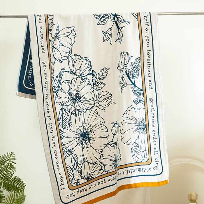 91家纺网 家纺一手货源 找家纺 雯雨家纺 2023新款全棉卡通系列纱布浴巾 花仙子-白