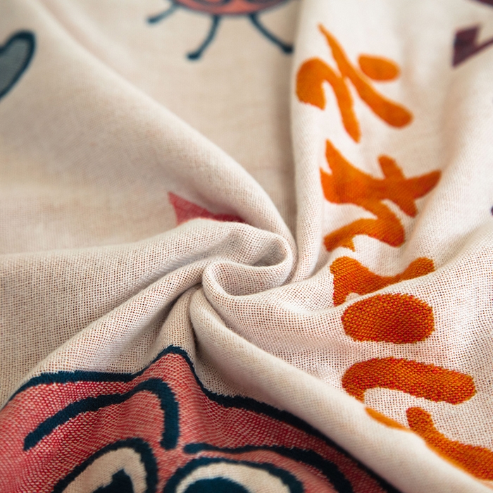 91家纺网 家纺一手货源 找家纺 雯雨家纺 2023新款全棉卡通系列纱布浴巾 面包超人-白