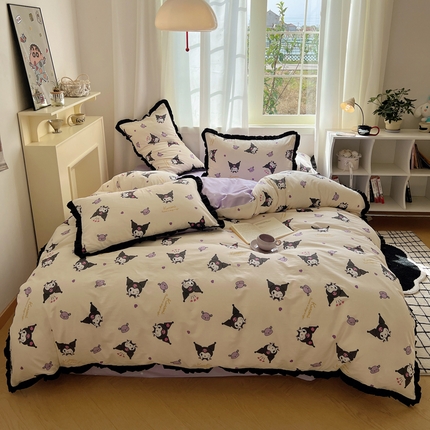 91家纺网 家纺一手货源 找家纺 （总）三朵家纺 2023新款全棉花边款三丽鸥系列四件套