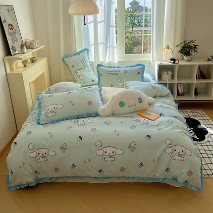 91家纺网 家纺一手货源 找家纺 （总）三朵家纺 2023新款全棉花边款三丽鸥系列四件套