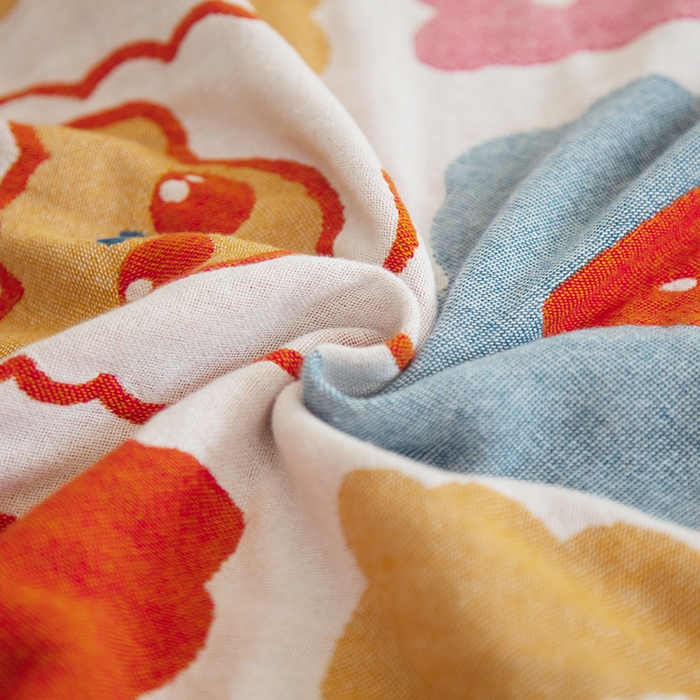 91家纺网 家纺一手货源 找家纺 雯雨家纺 2023新款全棉卡通系列纱布浴巾 饼干熊