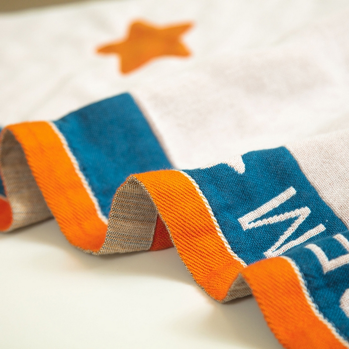 91家纺网 家纺一手货源 找家纺 雯雨家纺 2023新款全棉卡通系列纱布浴巾 星空兔-桔